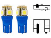 Lâmpada LED 2825 Pingão T10 12V 5 LEDs SMD Azul - Torre - PAR