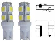 Lâmpada LED 2825 Pingão T10 12V 9 LEDs SMD Branca - Torre - PAR