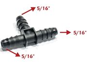 Conexão / Adaptador em T 5/16" Grande Preto - Un