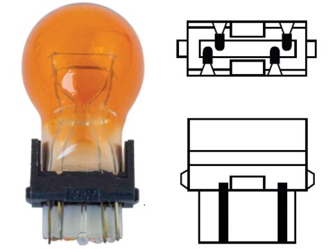Lâmpada 3157 2 Polos 27/8W - 12V S25 Base Plástico Âmbar